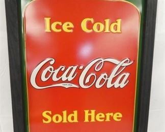 21X29 FRAMED EMB. COKE SOLD HERE SIGN