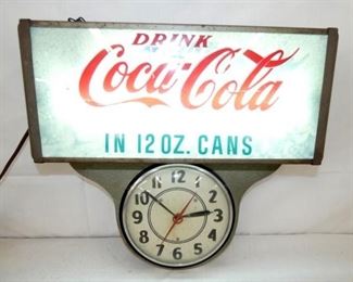 18X18 LIGHTED COKE 12OZ CANS CLOCK