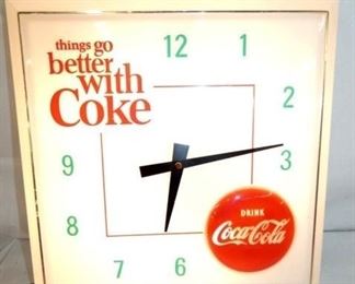 17X17 COKE PLASTIC ADV. CLOCK