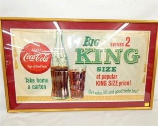 40X24 1958 FRAMED COKE KING SIZE AD