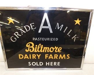 12X9 GLASS GRADE A MILK BILTMORE SIGN