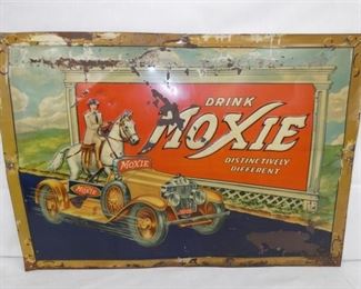 27X19 EMB. EARLY 1900'S MOXIE SIGN