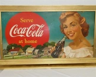 51X30 DS Coca Cola CARDBOARD W/ FRAME