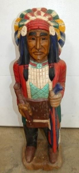 3FT WOODEN CARVED INDIAN CHEIF