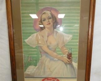 12X20 Coca Cola CARDBAORD FRAMED ADV.