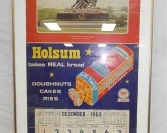 16X36 1968 HOLSUM BREAD CALENDAR W/LOAF