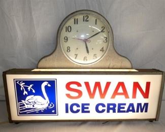 26X19 SWAN ICE CREAM LIGHTUP CLOCK