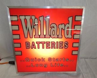 19X19 LIGHTED WILLARD BATTERIES SIGN