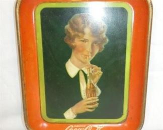 1927 COKE TRAY W/VICT. LADY DRINKING