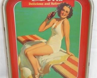 1939 COKE TRAY W/WOMAN IN WHITE SWIMSUIT