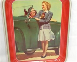 1942 COKE TRAY W/LADIES IN CAR