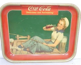 1940 COKE TRAY W/FISHING GIRL