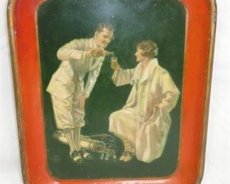 1926 COKE TRAY W/MAN & WOMAN GOLFERS