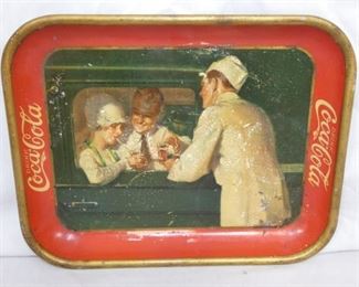 1927 COKE TRAY W/MAN,WOMAN, & SERVER