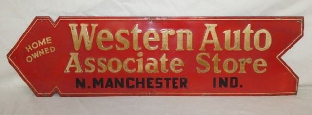 33X9 EMB. WESTERN AUTO ARROW SIGN