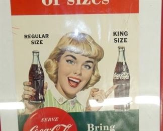 16X27 COKE ADV. W/ GIRL/BOTTLES