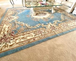 15- $195 Chinese blue rug 8’W x 124”L					