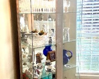 21- $295 Curio cabinet with lights with 4 glass shelves 22”D x 38”L x 82”H 