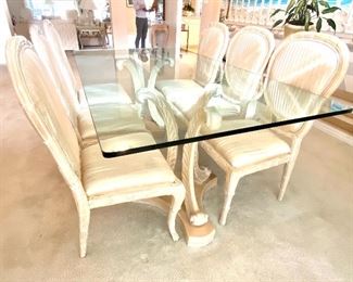 20- $495 Glass top dining table 6’L x 42”W x 29”H (glass thick 1”) with the six chairs 									