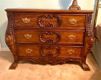 30- $595 Two chest oak three drawers claw feet 		Sold as a Pair 43”L 18”D 33”H
