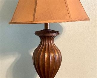 34. $80 Pair of lamps brown metal  3’H x 19”W			