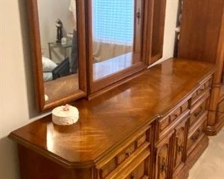 40. $250 Triple dresser with mirror 73”L x 20”W x 31”H to cabinet + 50”H mirror – Stanley 									