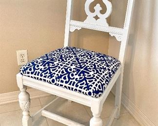 57. Spanish style chair Blue & white chair 40” H x 19” W x 18”D 	$65