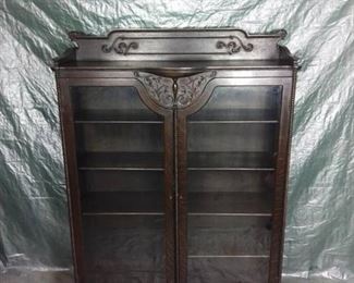 Dark Wooden China Cabinet - 8 Shelves - Few Pegs Missing - As Pictured