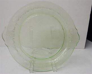 Vintage Hocking Green Glass Platter Cameo Ballerina Design