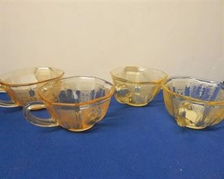 Set of 4 Amber Glass Coffee Cups