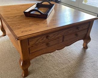 Large square Oak Coffee Table /one large drawer