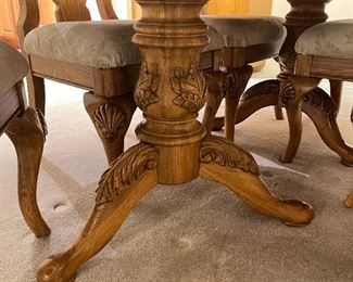 Double pedestal legs Oak Carved 