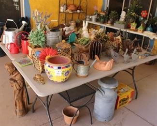 The patio is a gardening and metal artwork experience - everything you could think of especially when comes to Southwest/Desert theme