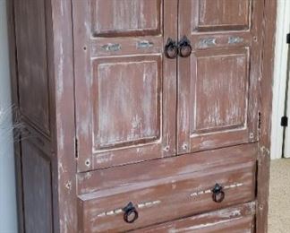 Artist designed Southwest wood cabinet. Incredible detail and carvings.   $350  36w x 22d x 74 h