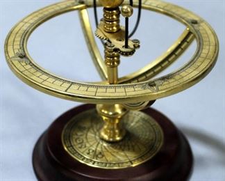 Franklin Mint Orrery, 5" High, Universal Sun Dial And Globe Bookend