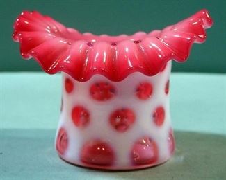 Cranberry Opalescent Bubble Optic Vases, Qty 2,  7" And 3"