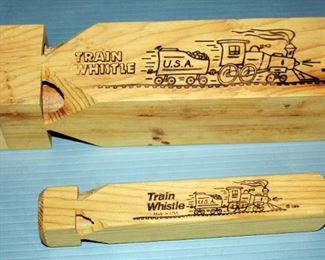 Hard Wood And Brass Flute, Bamboo Flute, Train Whistles, And More, Qty 6