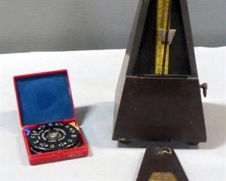 Vintage Seth Thomas Clock Company Metronome And Master-Key Chromatic Pitch Instrument With Case