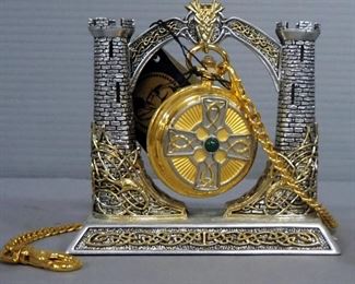 Franklin Mint Celtic Emerald Green Pocket Watch, And House Of Faberge Hand Painted Porcelain Treasure Boxes, Qty 3, And More