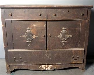 Antique Solid Wood 3 Drawer Buffet, 35.75" x 45" x 22"