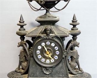 Antique LSF Spelter Figural Clock, 17" x 13" x 6"