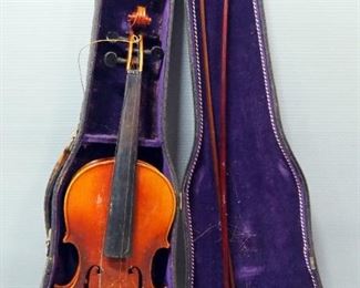 Vintage Violins In Cases, Labels Read Antonius Stradivarius But They Are NOT Made By Stadivarius, Appear To Be Student Violins, Both Need Restringing