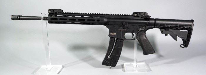 Smith & Wesson M&P 15-22 .22 LR Rifle SN# DES1566, Adjustable Buttstock, Flip Up Sights, Vented Muzzle