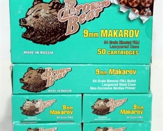 Brown Bear 9mm Makarov Ammo, Approx 300 Rds