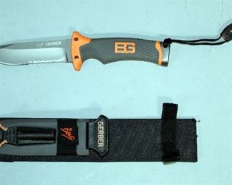 Gerber Bear Grylls Fixed Blade Knife, 4.75" Blade, In Sheath With Fire Starter Tool