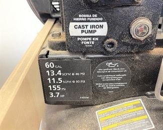 Husky C602H TYPE 1 Stationary Single-Stage Oil-Bath Electric Air Compressor  w/ cast iron, oil lubricated pump. -- $370   