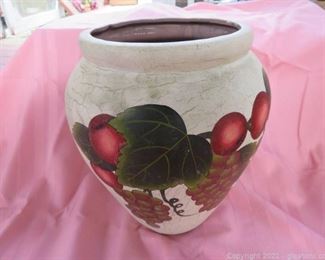 Heavy Clay Pot Painted with Fruit