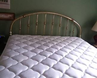 King Size Brass Headboard with Mattress and Boxsprings