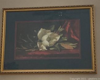 Large Magnolia Print with Gold Frame