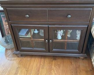 Rich Walnut Color Buffet with 1 Drawer and Adjustable Shelf Behind Doors